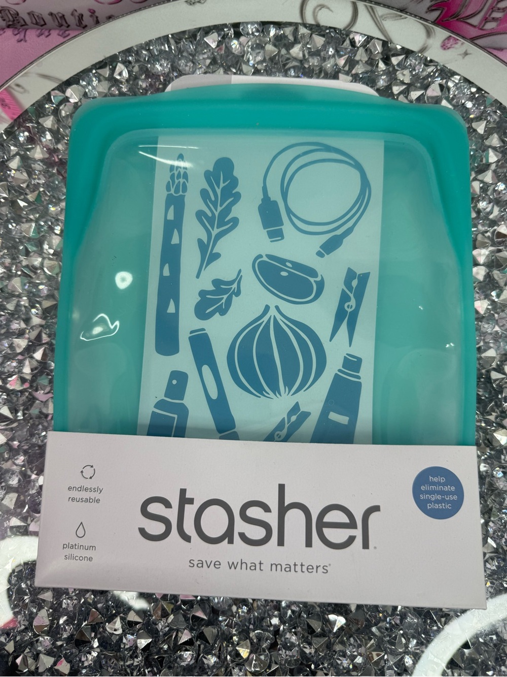 Stasher Silicone Storage Bag – Turquoise Reusable Food Bag